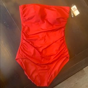 Red one piece swimsuit